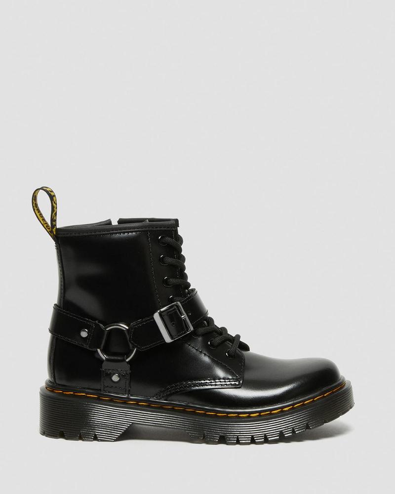 Kids' Dr Martens Junior 1460 Harness Leather Casual Boots Black | AU 658TCE